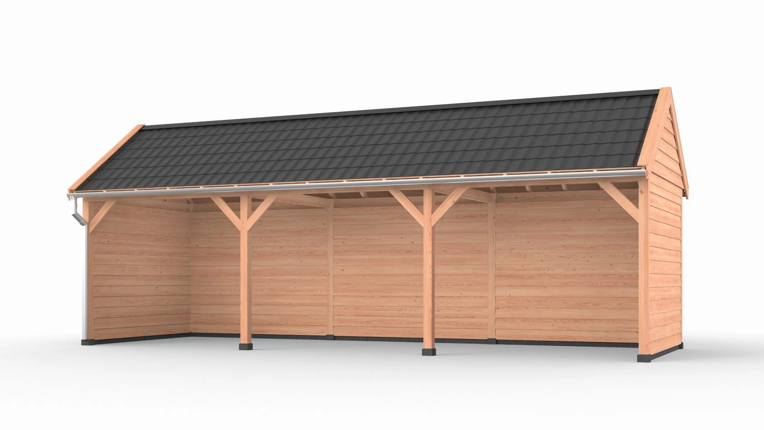 Douglas overkapping zadeldak, 900 x 300, met achterwand en twee zijwanden, Westwood DIY - Afbeelding 1